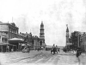 King William Street vers le sud, Adélaïde, Australie, 1895 - York and Son
