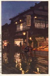 La rue Kagurazaka de nuit, après la pluie