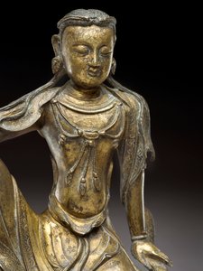 Bodhisattva Avalokitesvara, dynastie Yuan (bronze doré) (détail) - Yuan Dynasty Chinese School