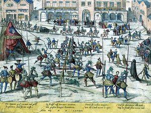 Tournoi tenu à Bruxelles par les Espagnols pour remonter le moral des soldats et souligner que les Pays-Bas leur appartenaient désormais - Zacharias (school of) Dolendo