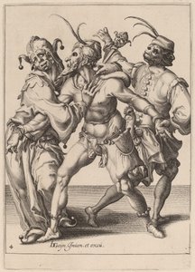 Trois Mimes dansants, y compris un Bouffon - Zacharias Dolendo after Jacques de Gheyn II