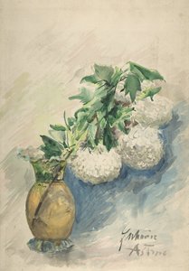 Fleurs blanches dans un vase, vers 1884-1904