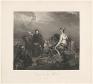 Corinne avec une lyre au Cap Miseno - Zachée Prévost
