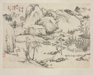 Album de paysages dans divers styles: Paysage du mont Changbai après Huang Gongwang - Zha Shibiao
