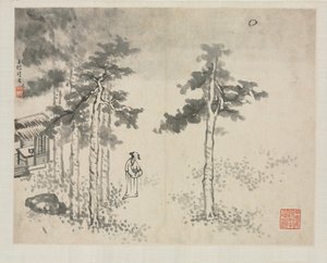 Album de paysages dans divers styles: Shibiao attendant la lune - Zha Shibiao