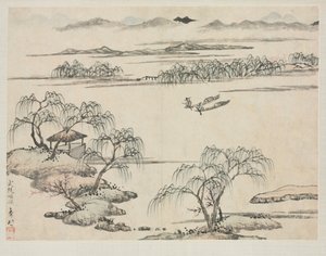 Album de paysages dans divers styles : Le ruisseau de Wuling, 1684 - Zha Shibiao