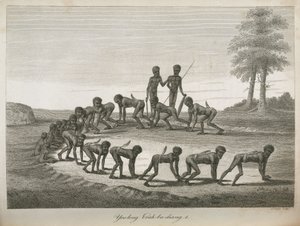 Hommes aborigènes imitant des chiens, Australie - Frederick (attr. to) Barnard