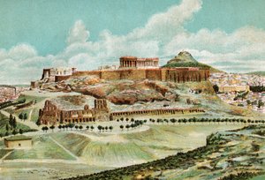 Athènes, vers 1920 (lithographie) - . .