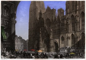 Cathédrale de Rouen, vers 1850 (gravure) - . .