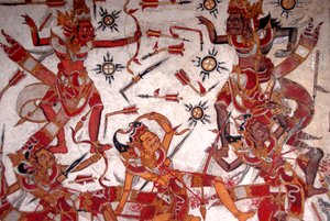 Peinture au plafond dans le Palais Royal ; Bataille des Dieux ; Kerta Gosa ; palais Taman Gili ; Klungkung ; Semarapura ; Bali ; Indonésie ; Asie du Sud-Est ; Asie
