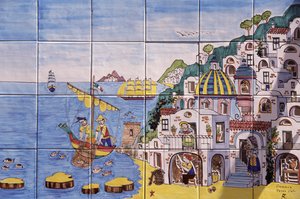 Carreaux de céramique peints, Positano, Côte Amalfitaine, Campanie, Italie