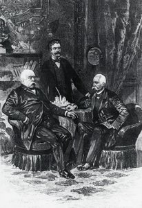 Conférence entre Otto von Bismarck (1815-1898) et Francesco Crispi (1819-1901) à Friedrichsruhe, octobre 1887, Allemagne