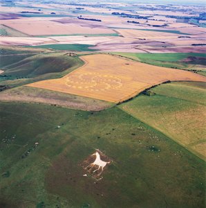 Cercle de culture dans un champ de blé, Milk Hill, Alton Priors, Vale of Pewsey, Wiltshire