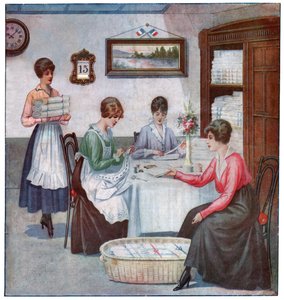 Broderie à la maison, vers 1910-1920 - . .