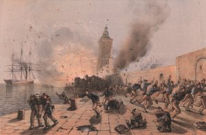 Explosion du baril de poudre de la lanterne, siège d