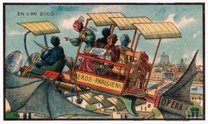 Bus volant à Paris, vers 1910 - . .