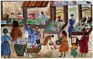 Marché alimentaire en France, ca 1950
