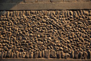 Grenouille, mosaïque au sol dans le palais d