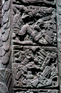 Hiéroglyphes sur la Stèle D à Quirigua, Izabal, Guatemala, période classique tardive, c.600-900 AD - Hippolyte Lalaise Devéria