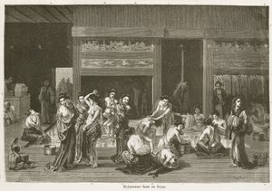 Hygiène Femmes se lavant dans des bains publics, Edo