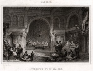 Intérieur en Algérie, vers 1840 (gravure) - . .