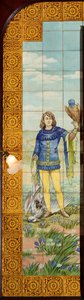 Vue intérieure, panneau de carreaux, peintre Furcy Ernest Tondeur, exécutant Boch Frères La Louvière