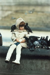 Petite fille avec des pigeons - Frederick (attr. to) Barnard