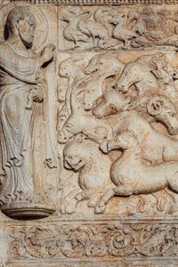Bas-relief du portail de San Zeno Maggiore. Vérone - . .
