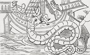 Homme dévoré par un serpent de mer - . .