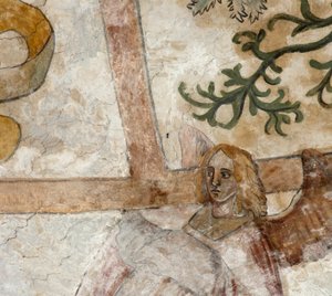 Église paroissiale (Parochiekerk Sint-Martinus). Intérieur. Croisée nord. Les peintures murales sur les voûtes. - . .