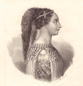 Portrait de la noble italienne Isotta degli Atti (circa 1432-1474), gravure sur cuivre par Caterina Piotti-Pirola - William Walcutt