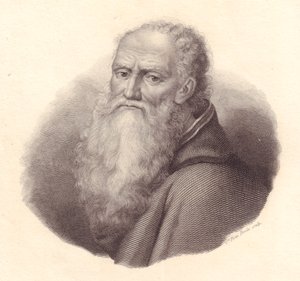 Portrait du peintre italien Bernardino Luini (circa 1481-1532), gravure sur cuivre par Caterina Piotti-Pirola d