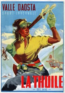 Ski à La Thuile, vers 1950