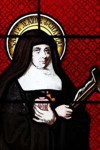 Vitrail. Sainte Jeanne-Françoise de Chantal est une sainte catholique romaine, béatifiée en 1751. Elle a fondé l