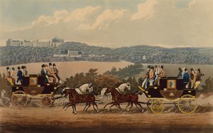 Les télégraphes de Reading (gravure en couleur) - . .