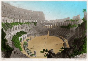 Les ruines du Colisée à Rome. vers 1840 (gravure)