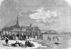 Vue des baigneurs sur la plage de Saint-Malo - . .