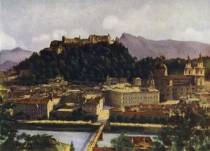 Vue de Salzbourg et du Hohen-Salzburg, Autriche - after A. Langfier