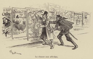 La chasse aux affiches - after Albert Robida