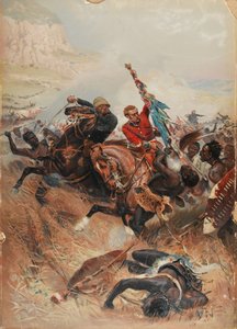 Les lieutenants Melville et Coghill sauvant les couleurs, guerre zouloue de 1879, 1881