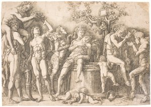 Bacchanale près du tonneau de vin - after Andrea Mantegna