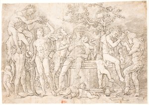 Bacchanale près du pressoir à vin - after Andrea Mantegna