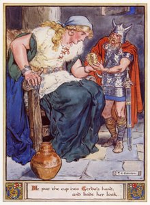 Il mit la coupe dans la main de Gerda et lui demanda de regarder - after Charles Edmund Brock