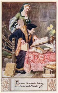 Dans notre Académie, en regardant des livres et des manuscrits - after Charles Edmund Brock