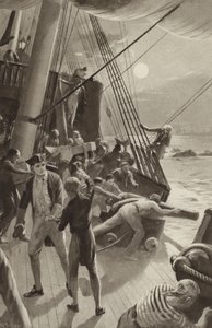 Le navire du capitaine James Cook en difficulté au large du cap Tribulation - after Charles Mills Sheldon