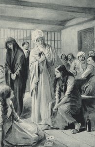 Elizabeth Fry entrant et sortant librement des cachots de Newgate - after Charles Mills Sheldon