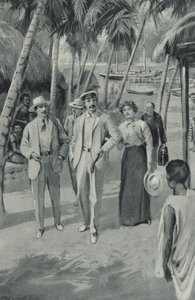 Robert Louis Stevenson et ses amis arrivent à Samoa - after Charles Mills Sheldon