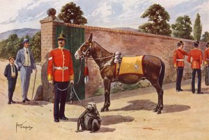 Le mulet et le singe de compagnie du Middlesex Regiment - after Edgar Alfred Holloway