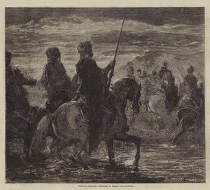 Cavalerie turque traversant une rivière - after Edmond Morin