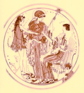 Thésée et Amphitrite, illustration des Peintures de vases grecs par J. E. Harrison et D. S. MacColl, publié en 1894 - after English School
